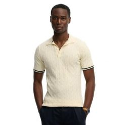 Polo o textured knit Superdry. Brązowe koszulki polo męskie Superdry., m, bez wzorów, eleganckie, bez ramiączek. Za 284.00 zł.