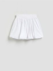 Spódnica mini bombka - biały. Białe spódnice damskie Reserved, l, bez wzorów, z bawełny, mini, bombki. Za 119.99 zł.