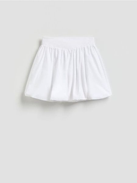 Spódnica mini bombka - biały. Białe spódnice damskie Reserved, l, bez wzorów, z bawełny, mini, bombki. Za 119.99 zł.