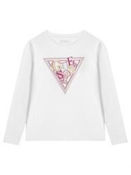 Guess Bluzka J5BI13 J1314 Biały Regular Fit. Białe t-shirty i topy dla dziewczynek Guess, z aplikacjami, z bawełny, bez ramiączek. Za 89.99 zł.
