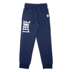 Nowe podstawowe spodnie dresowe dla chłopców. Niebieskie spodnie sportowe dla chłopców LEONE 1947 APPAREL, bez wzorów, z bawełny, sportowe, na fitness i siłownię. Za 77.89 zł.