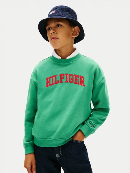 Tommy Hilfiger Bluza KB0KB10404 Zielony Regular Fit. Zielone bluzy dla chłopców Tommy Hilfiger, bez wzorów, z bawełny, bez ramiączek, bez kaptura. Za 214.99 zł.