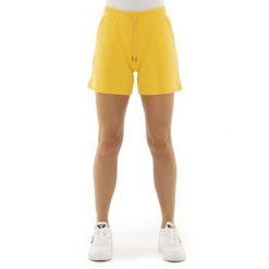 Odzież sportowa z bawełna z kieszenie na co dzień. Żółta szorty sportowe damskie LEONE 1947 APPAREL, bez wzorów, z bawełny, sportowe, na fitness i siłownię. W wyprzedaży za 82.10 zł.