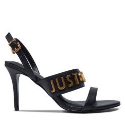 Sandały Just Cavalli. Czarne sandały damskie Just Cavalli, bez wzorów, bez obcasa, na szpilce, bez zapięcia. Za 759.99 zł.