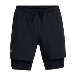 Spodenki do biegania męskie Under Armour Launch 5 inch 2-in-1 Short. Czarne krótkie spodenki sportowe męskie Under Armour, m, bez wzorów, do biegania. Za 146.99 zł.