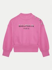 Balmain Bluza BV4A90-Z0081 Różowy Regular Fit. Czerwone bluzy dla dziewczynek Balmain, bez wzorów, z bawełny, bez ramiączek, bez kaptura. Za 969.99 zł.
