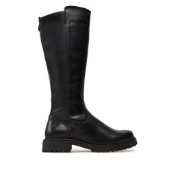 Oficerki Tamaris. Czarne kozaki damskie Tamaris, bez obcasa, na płaskiej podeszwie. Za 549.99 zł.