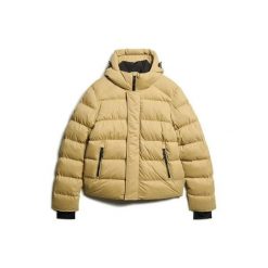 Kurtka puchowa z kapturem z mikrofibry Superdry. Żółte kurtki sportowe męskie Superdry., xl, bez wzorów, z gumy. Za 650.30 zł.