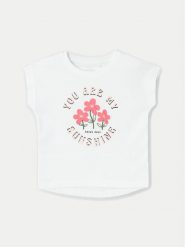 NAME IT T-Shirt Vigea 13228175 Biały Regular Fit. Białe t-shirty i topy dla dziewczynek Name it, bez wzorów, z bawełny, bez ramiączek. Za 29.99 zł.