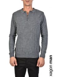 Xagon Man Sweter "Polo" | A1908 1J91269 | Mężczyzna | Szary. Szare swetry przez głowę męskie Xagon, m, bez wzorów, bez kołnierzyka. W wyprzedaży za 139.00 zł.