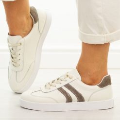 Beżowe skórzane półbuty damskie Vinceza 41505. Brązowe obuwie sportowe damskie VINCEZA, na jesień, bez wzorów, z dresówki, casualowe, z okrągłym noskiem, bez obcasa, na płaskiej podeszwie, bez zapięcia. W wyprzedaży za 192.72 zł.