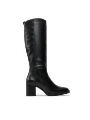 Tommy Hilfiger Kozaki Long Boot Mid Wrapped Lthr Heel FW0FW08099 Czarny. Czarne kozaki damskie Tommy Hilfiger, ze skóry, bez obcasa, na słupku. Za 1,199.00 zł.