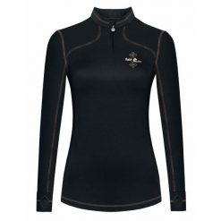 Damska koszulka jeździecka z zamkiem błyskawicznym Fair Play Karolina. Czarne t-shirty damskie FAIRPLAY, bez wzorów, bez kołnierzyka. Za 225.50 zł.