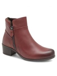 Go Soft Botki EST-GUSTA-11 Bordowy. Czerwone botki damskie GO SOFT, ze skóry, bez obcasa, na słupku, bez zapięcia. Za 249.99 zł.