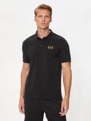 EA7 Emporio Armani Polo 8NPF14 PJVQZ 0208 Czarny Regular Fit. Czarne koszulki polo męskie EA7 Emporio Armani, m, bez wzorów, z bawełny, bez ramiączek. Za 239.99 zł.