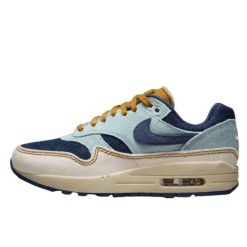 Buty do chodzenia dla dorosłych Air Max 1 ‘87 Denim Aura. Niebieskie eleganckie półbuty Nike, z denimu, eleganckie, bez zapięcia. Za 1,888.03 zł.