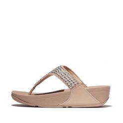 Klapki damskie FitFlop Lulu Maxi-Crystal. Brązowe klapki damskie FIT FLOP, bez wzorów, z materiału, eleganckie, bez obcasa. Za 473.00 zł.