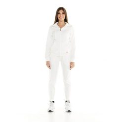 Bluza z zamek błyskawiczny na co dzień na siłownię. Białe bluzy damskie LEONE 1947 APPAREL, bez wzorów, z dresówki, bez kaptura. W wyprzedaży za 273.65 zł.