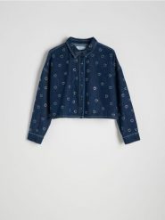 Kurtka jeansowa z aplikacjami - granatowy. Niebieskie kurtki damskie Reserved, l, z aplikacjami, z denimu, bez kaptura. W wyprzedaży za 59.99 zł.