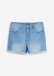 Szorty jeansowe, średni stan. Niebieskie jeansy dla dziewczynek bonprix, z jeansu. Za 84.99 zł.