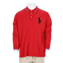 Second life - Polo Ralph Lauren koszulka męska z długim rękawem - Jak nowy. Czerwone koszulki sportowe męskie Ralph Lauren, l, bez wzorów, z tkaniny, bez kołnierzyka, bez ramiączek, na golfa. Za 149.06 zł.