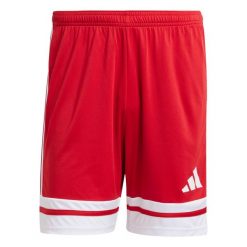 Szorty adidas Squadra25. Czerwone krótkie spodenki sportowe męskie Adidas, bez wzorów, do piłki nożnej. Za 192.00 zł.