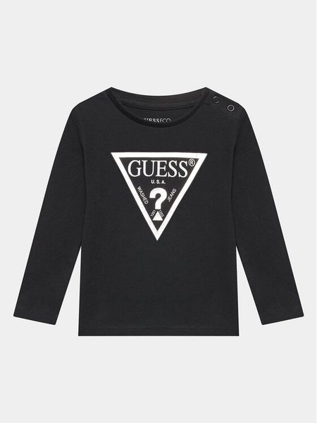 Guess Bluzka K84I18 K8HM0 Czarny Regular Fit. Czarne bluzki dla dziewczynek Guess, z aplikacjami, bez ramiączek. Za 99.99 zł.