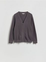 Rozpinany kardigan - szary. Szare kardigany męskie Reserved, l, bez wzorów, z bawełny. Za 159.99 zł.