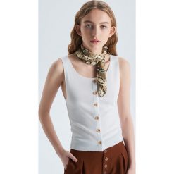 Prążkowana bluzka na ramiączkach - Kremowy. Bluzki damskie Cropp. Za 19.99 zł.