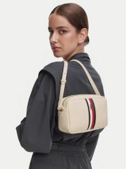 Tommy Hilfiger Torebka Th Corp Ess Camera Bag AW0AW19333 Kremowy. Białe torebki do ręki damskie Tommy Hilfiger, bez wzorów, ze skóry, bez dodatków. Za 449.99 zł.