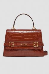 GUESS Brązowa torebka Sestri Luxury. Brązowe torebki do ręki damskie Guess, z aplikacjami, ze skóry ekologicznej, klasyczne, bez dodatków. W wyprzedaży za 559.99 zł.