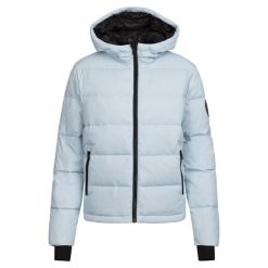 Kurtka Puchowa Damska Mariana DLX. Niebieskie kurtki sportowe damskie Trespass, bez wzorów, z puchu, bez kaptura, trekkingowe. Za 533.99 zł.