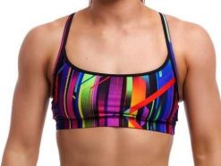 Strój dwuczęściowy Funkita Sports Top Baby Beamer - góra od bikini. Brązowe topy damskie FUNKITA, l, bez wzorów, z elastanu, bez kołnierzyka, bez ramiączek. Za 99.00 zł.