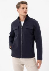 Bluza ze stójką B-NORTH. Niebieskie bluzy męskie Volcano, l, bez wzorów, z bawełny, bez kaptura. Za 209.99 zł.