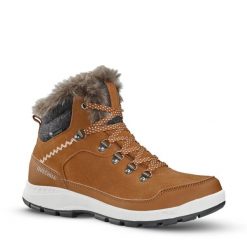 Buty turystyczne damskie, Quechua SH500 X-Warm mid, wodoodoporne. Brązowe obuwie sportowe damskie QUECHUA, bez wzorów, z kauczuku, trekkingowe. Za 279.99 zł.