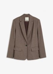Żakiet w kratę. Brązowe żakiety damskie bonprix, bez wzorów, eleganckie. Za 219.99 zł.