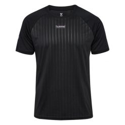 Koszulka Hummel Pulse Stripe. Czarne koszulki sportowe męskie Hummel, bez wzorów, bez kołnierzyka, bez ramiączek, do piłki nożnej. Za 193.50 zł.