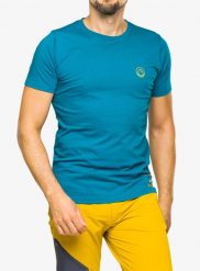 Koszulka wspinaczkowa męska La Sportiva Climbing on the Moon T-Shirt. Niebieskie t-shirty męskie La Sportiva, l, bez wzorów, z bawełny, bez kołnierzyka. Za 169.99 zł.