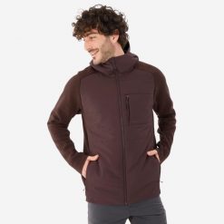 Bluza turystyczna męska Quechua NH500 Hybride. Zielone bluzy męskie QUECHUA, l, bez wzorów, z dzianiny, z kapturem, trekkingowe. Za 149.99 zł.