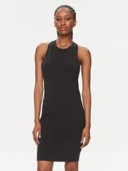 Calvin Klein Swimwear Sukienka plażowa KW0KW02480 Czarny Regular Fit. Czarne sukienki damskie Calvin Klein Swimwear, na plażę, l, bez wzorów, z bawełny, bez kołnierzyka, bez ramiączek. Za 199.99 zł.