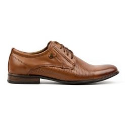 KOMODO Buty wizytowe skórzane męskie 850KL brązowe. Brązowe eleganckie półbuty wizytowe, bez zapięcia. Za 362.62 zł.