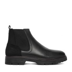 Botki Rieker. Czarne botki męskie Rieker, bez wzorów, bez zapięcia. Za 439.99 zł.