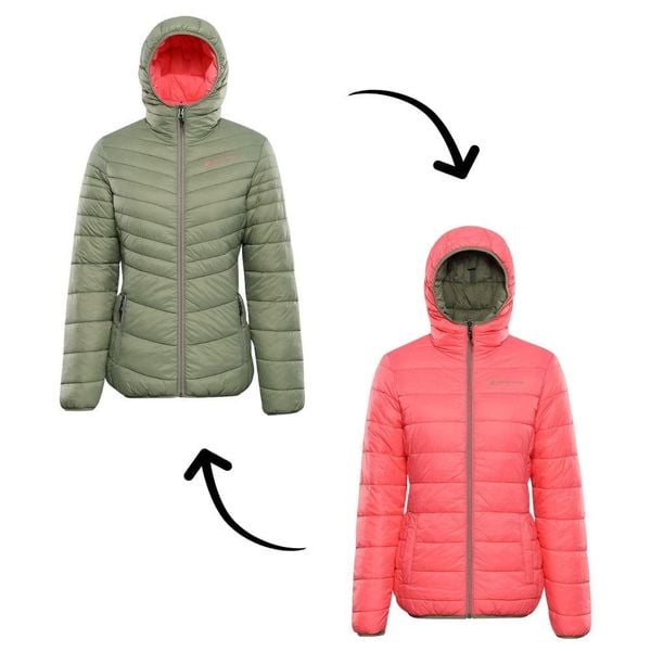 Kurtka damska ocieplana dwustronna Alpine Pro Eroma. Zielone kurtki damskie Alpine Pro, bez wzorów, z puchu, bez kaptura, trekkingowe. W wyprzedaży za 449.00 zł.