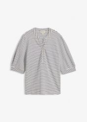 T-shirt z czystej bawełny organicznej. Białe bluzki damskie bonprix, bez wzorów, z bawełny, bez kołnierzyka, bez ramiączek. Za 82.99 zł.