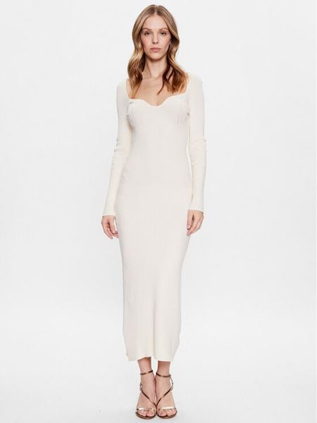 Edited Sukienka dzianinowa Sunna EDT6713001000002 Écru Slim Fit. Sukienki damskie Edited, bez wzorów, z dzianiny, bez kołnierzyka, bez ramiączek. Za 379.99 zł.