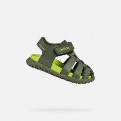 Sandały GEOX B SANDAL FUSBETTO BO Zielony. Zielone sandały męskie Geox, z syntetyku, bez zapięcia. Za 159.99 zł.