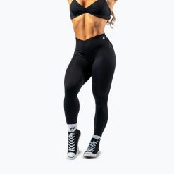 Legginsy treningowe damskie NEBBIA Strong Beauty. Czarne legginsy damskie Nebbia, l, bez wzorów, z elastanu, na fitness i siłownię. Za 409.99 zł.