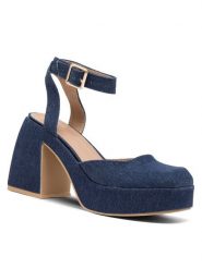 Jenny Fairy Sandały RYNE HY2153-1 Niebieski. Niebieskie klapki damskie Jenny Fairy, bez wzorów, z materiału, bez obcasa, na słupku, bez zapięcia. Za 169.99 zł.