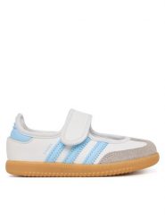 Adidas Baleriny Samba Jane C JQ9322 Biały. Białe baleriny dziewczęce Adidas, bez wzorów, ze skóry, bez zapięcia. Za 219.99 zł.