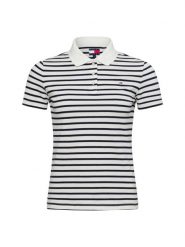 Tommy Jeans koszulka polo Kobiety Bawełna biały|niebieski, M. Białe koszulki sportowe damskie Tommy Jeans, m, bez wzorów, z bawełny, bez kołnierzyka, bez ramiączek. Za 229.95 zł.